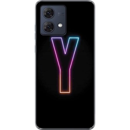 Kompatibel Mobilcover til Motorola Motorola Moto G84 Minimalistisk neonbogstav Y i farveskiftende lys mod sort baggrund