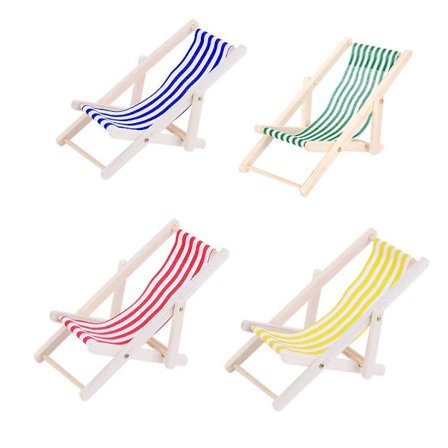 4x Mini Trestolhusmøbler Tilbehør Solseng Dukker Strandstol Til Indendørs Udendørs Have Strand