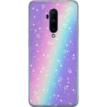 Kompatibel Mobilcover til OnePlus 7T Pro Rainbow-farvet pastelbaggrund med hvide stjerner og glitrende prikker i blød overgang