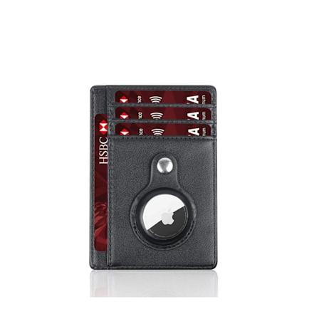 Anti RFID Blokerende Carbon Fiber Kredit ID Kort Holder Etui til AirTag Mænd Kvinder Pung Læder Slim Punge til AirTag Air T Upgraded Black