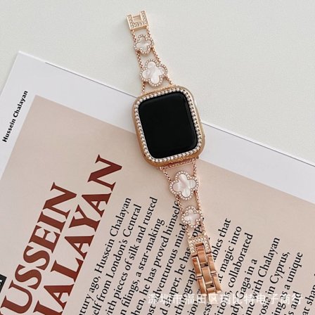 Klockarmband för Apple Watch iWatch 42mm /2/3 generation Roséguld med vit