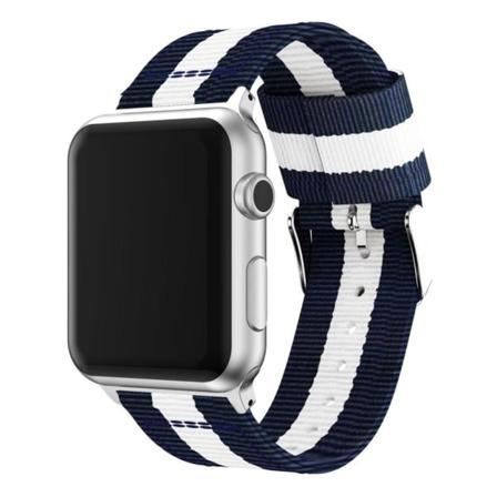 Apple Watch Series 4 44mm kellonauha nylonista - Sininen / Valkoinen Blue