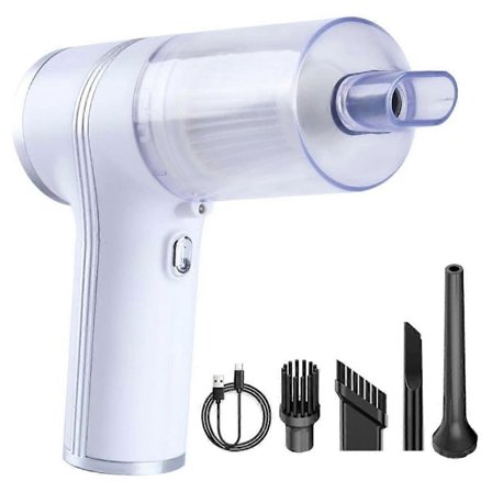 Bil Dammsugare Belysning 9000Pa Handhållen Dammsugare Med Genomskinlig Kopp Uppladdningsbar Detalj Dammsugare Vit