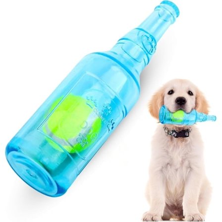 [NT] O Oförstörbar Gummiflaska Hundleksak, Interaktiv Pipande Valpleksak, Bitresistent