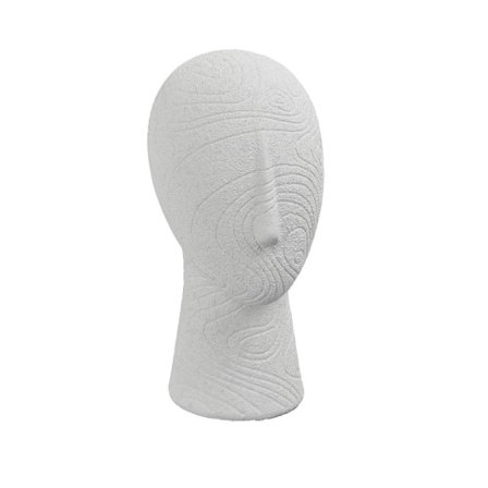 Dekorativ ansigtsskulptur i harpiks, 13,7x17,8x29 cm, hvid