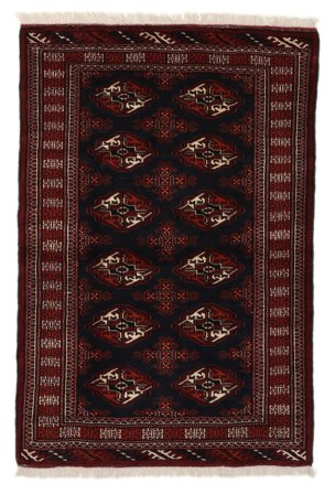Noué À La Main Turkaman Tapis 102X154 De Laine Noir/Marron Petit