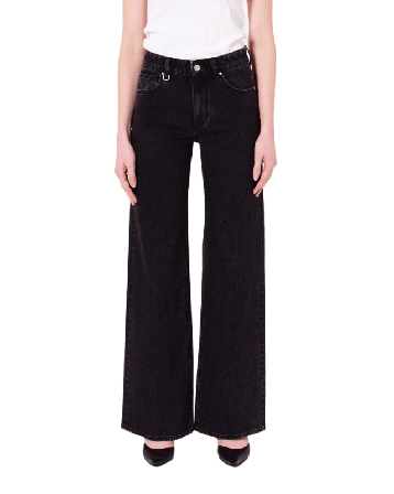 Neuw Eva Wide French Black Washed Jeans Dam Svart w29l32