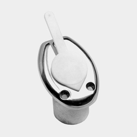 Flaggstångsfäste båt med klickfäste, rostfritt stål AISI 316, försänkt, för Ø25 mm flaggstång, silver, med dränering