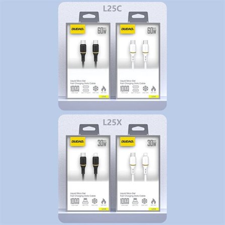 Dudao L25C USB-C - USB-C Silikone kabel 60W 1m - Hvid