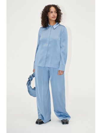 STINE GOYA Collared Fitted Shirt, 2261 Satin - Blue - S