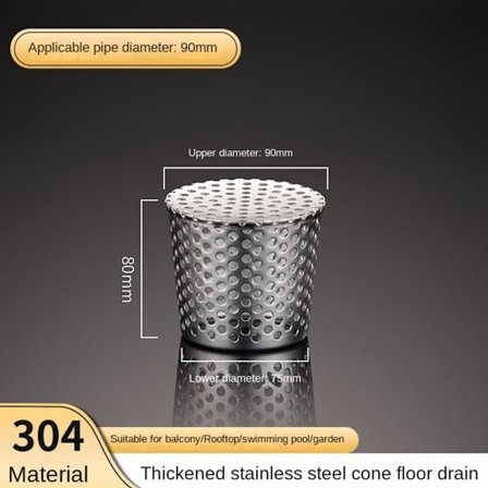 Tagdrænafløbsdæksel, udvendig sidefilterskærm 90MM