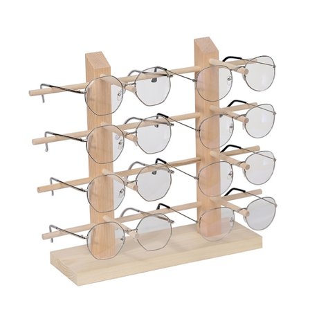 Brilleudstillingsstand, Solbrilleholder i træ, Kreativ solbrilleholder, Brillestativ, Holder op til 8 par briller