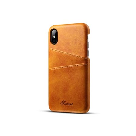 Etui til iPhone 13 Mini 5,4 tommer oransje retro kortspor kalveskinn beskyttende business
