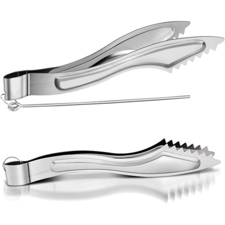 Sæt med 2 Vandpibe Tænger Rustfrit Stål Vandpibe Kul Tænger Metal Shisha Vandpibe Kul Tænger med Tilbehør (16*3cm)