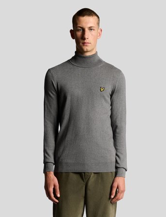 Lyle & Scott Cotton Merino Turtleneck Jumper - Grey - XXL