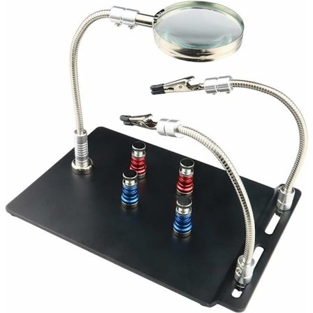 Magnetisk kretskortholder Hjelpende hender Tredje hånd lodding med forstørrelsesglass