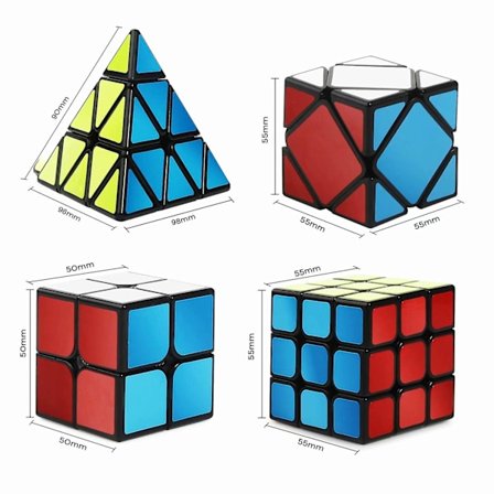 Speed Cube Set, Magic Cube Bundle 2x2 3x3 Pyramide Og Skewb Cube Set (4 Pakk)