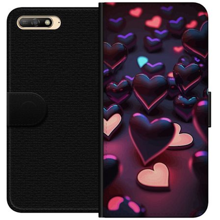 Kompatibelt Lommeboketui til Huawei Huawei Y6 (2018) Midnattshjerter
