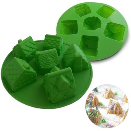 Silikoneform 3D minihus – 6 motiver til støbning, chokolade & bagning (non-stick, BPA-fri)
