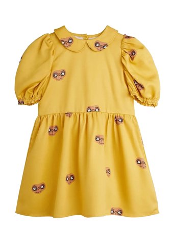 Mini Rodini E.t Aop Woven Ss Dress - Yellow - 104/110