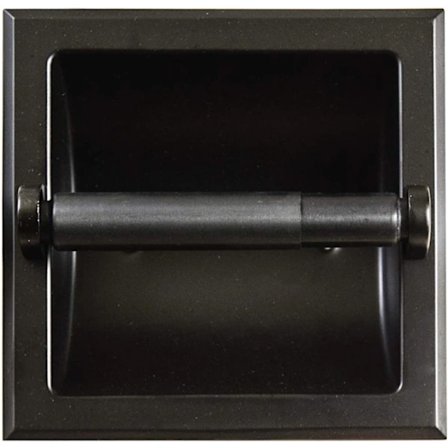 Matsort forsænket toiletpapirholder, kraftig metalvægbeslag med monteringsbeslag bagpå, ind i væggen, let at montere