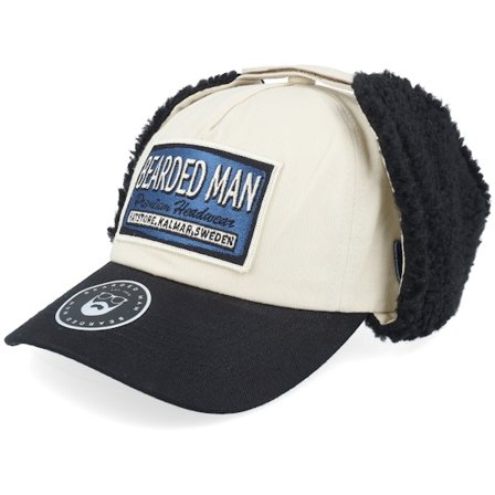Bearded Man - Beige - earflap - Cap - Logo Off White/Blue Golfer Beige/Black Earflap - Hatstore