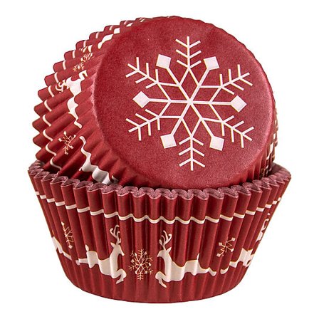 CACAS Muffinsform Rød Snøkrystall 50stk