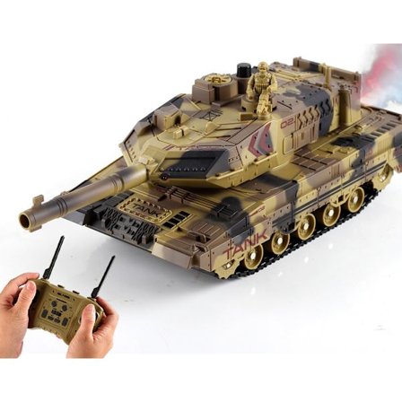 Fjärrstyrd stridsvagn för pojkar, militär stridsvagn med rök, ljus och ljud