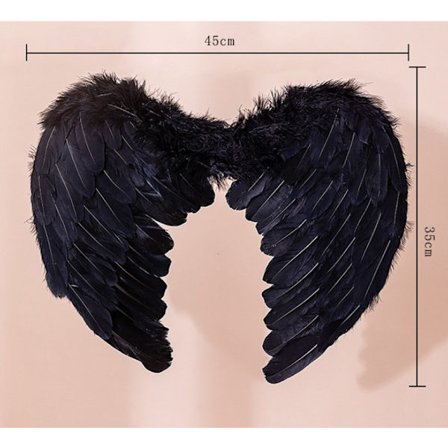 Sorte vinger Halloween sorte engelvinger - Sort djævelkostume mørk engeludstyr tilbehør - Sort