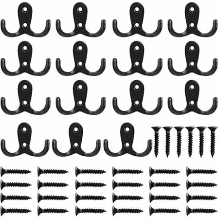 15-pak Dubbelte Beklædningskroge til Hjemmet Badeværelse Sort