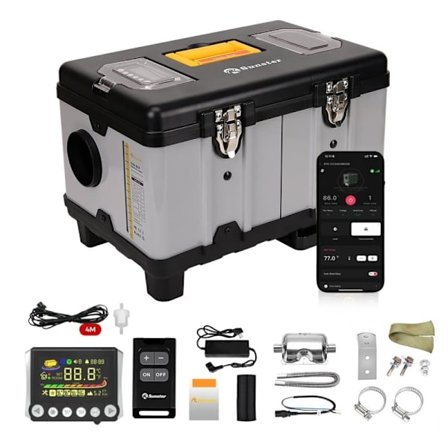 Sunster 8KW 12V 24V 110-240V Dieselvärmare Parkeringsvärmare Webasto med Bluetooth APP Ultralågt Ljud och LCD För Bilar Husbilar Husvagnar