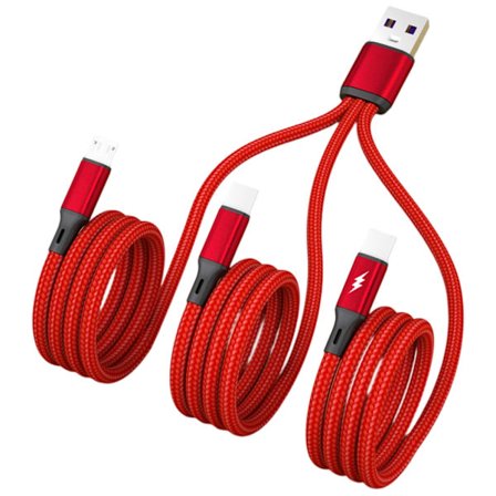3 i 1 Multi-opladerkabel USB til Dobbelt Type C Micro USB-stik Hurtigopladningskabel til Mobiltelefoner Tablets og Mere