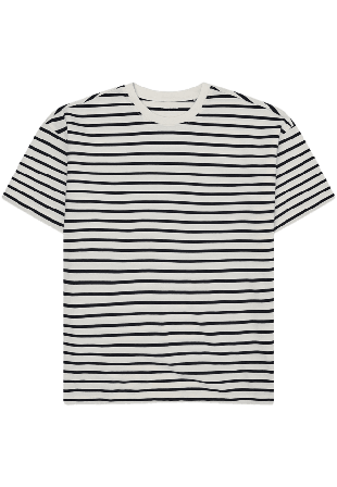 Knowledge Cotton Apparel Loose striped t-shirt T-shirts Herr Blå M