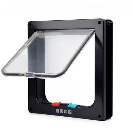 Magnetisk kattlucka med 4 lägen - husdjursdörr för katter och små hundar - svart - 5 x 25 x 5 - 5 cm