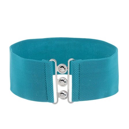 Bred Elastisk Bælte Metal Spænde Talje LYSEBLÅ