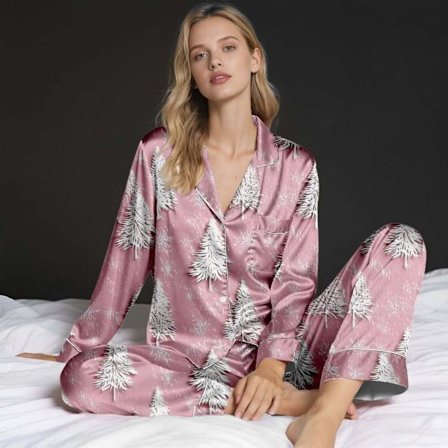 Familie Julepysjamas Matchende Sett Silke Casual Matchende Sett for Familie