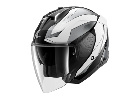 Casco Jet Shark Skwal I3 Jet Mekarium Bianco/Nero/Cromo L