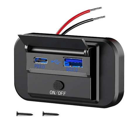 Dobbel Hurtiglading USB QC3.0 og PD3.0 RV USB-kontakt 12V USB-lader Bil USB-port 12 Volt USB-kontakt