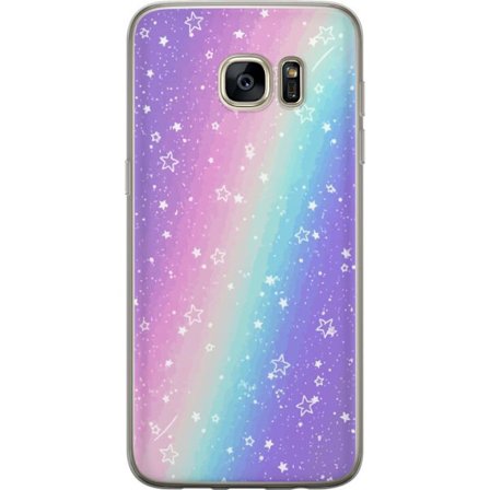 Kompatibel Mobilcover til Samsung Galaxy S7 edge Rainbow-farvet pastelbaggrund med hvide stjerner og glitrende prikker i blød overgang