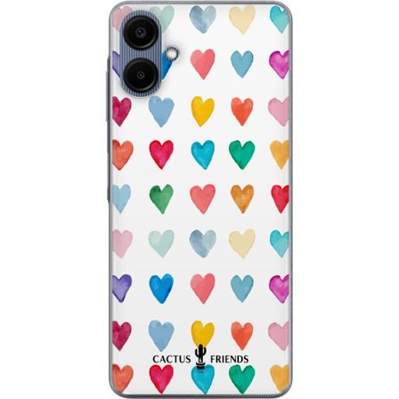 Kompatibelt Mobildeksel til Samsung Samsung Galaxy A06 Cactus and Friends - Watercolor Love Grid