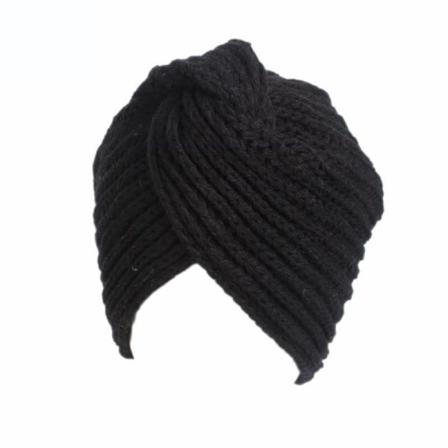 Stickad Mössa Turban Perfekt För Vinter Höst Trend 2022 Black One Size