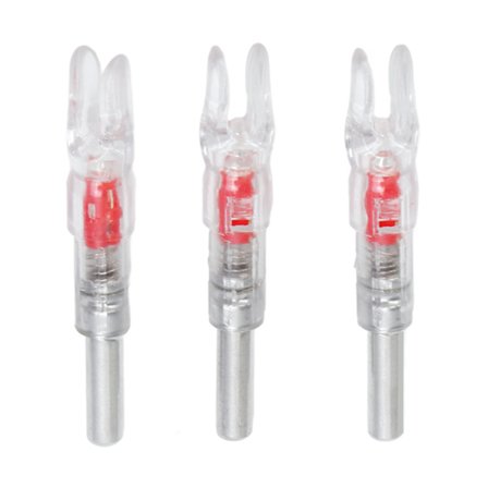 3PCS bueskyting opplyste piler plast automatisk med bryter 6,2 mm indre diameter bueskyting nock hale for nattjakt rød