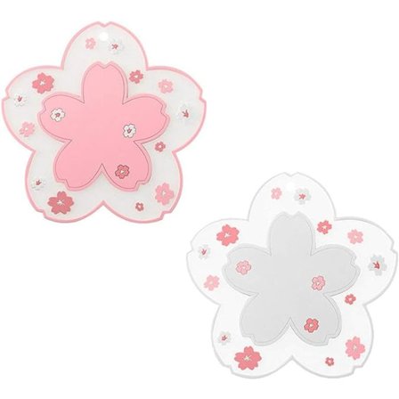 Sakura kaffekoppunderlägg kawaii underlägg 2 st söta körsbärsblommor PVC hem tekopp rosa blommönster hållbart halkfritt kruka skål matta platsmatta 