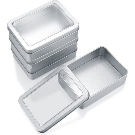 Små metallbokser med lokk, bærbare tomme kosmetikkbokser i metall, metalloppbevaringsbokser 12,5 x 9 x 3,5 cm