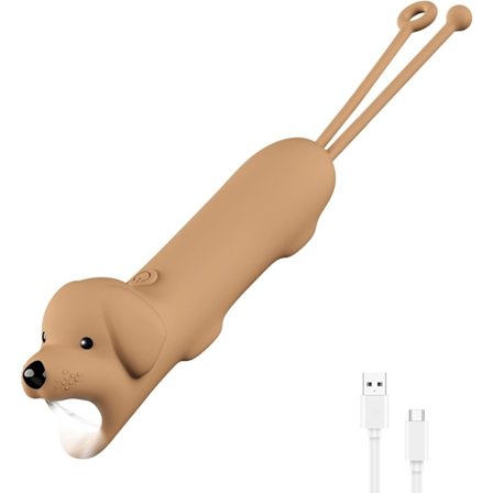 Oppladbare lommelykter Kul Hund Dimbar Silikon Lommelykt med Nøkkelring Camping, Hunders Bursdagsgave til Småbarn (Valpefakkel) [