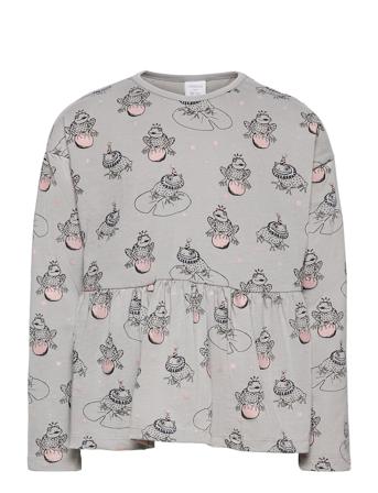 Top Ao Print W Flounce At Bott T-shirts Long-sleeved T-shirts Multi/mønstret Lindex