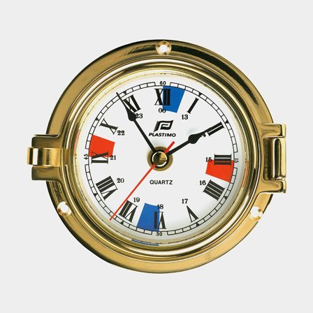 Horloge marine Plastimo Porthole 4" Silent Zones, Ø88/130 mm, laiton plaqué or