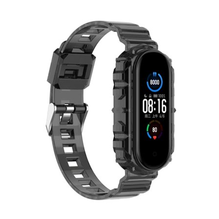 Xiaomi Band 7 Ersättningsarmband PU Mjukt Gummi Smart Klockarmband Transparent Svart