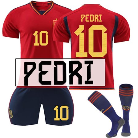 Qatar 2022 VM Spanien Hemma Asensio #10 Tröja Fotboll herr T-shirts Set Barn Ungdomar