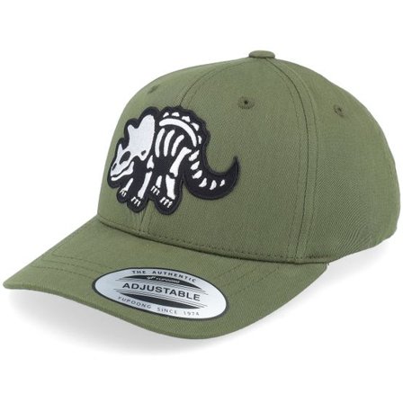Kiddo Cap - Grön adjustable Keps - Kids Triceratops Skeleton Patch Olive Adjustable @ Hatstore